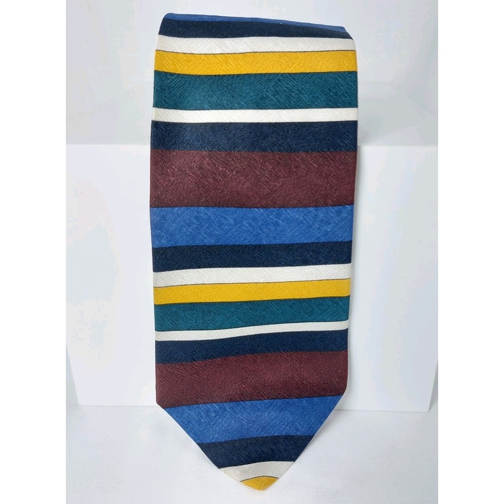Vintage 80s Oscar de la Renta Silk Necktie Bold Stripe Tie 4"x58"